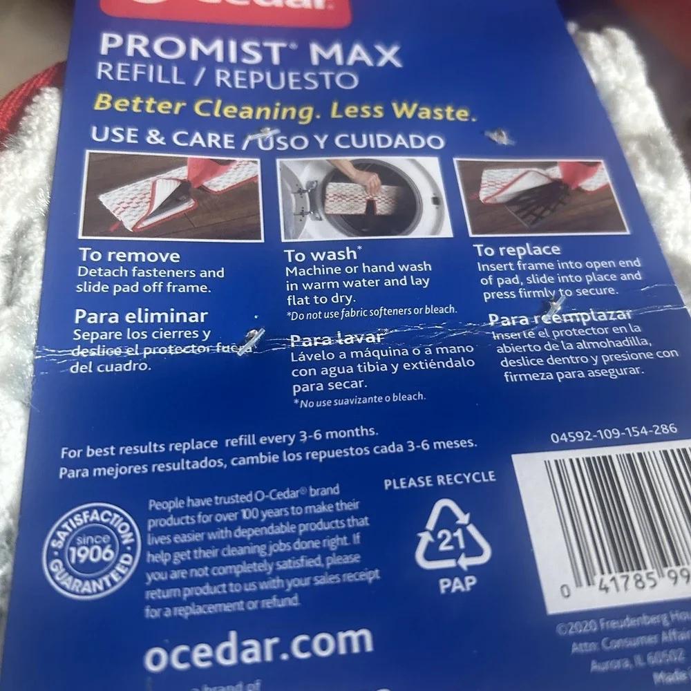 O-Cedar ProMist MAX Microfiber Spray Mop Refill NIP